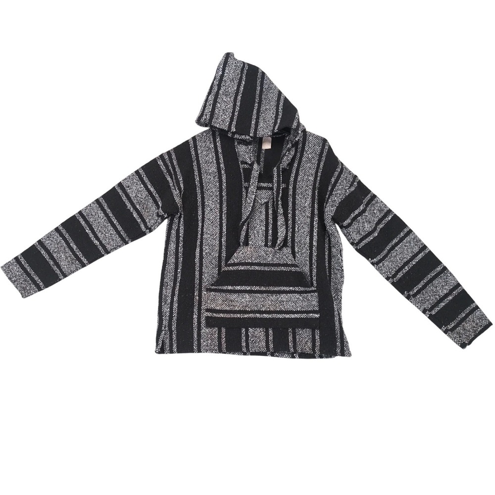 Vintage 90s Earthbound Trading Co Black Gray Baja Hoodie Mens S Molina Mexico